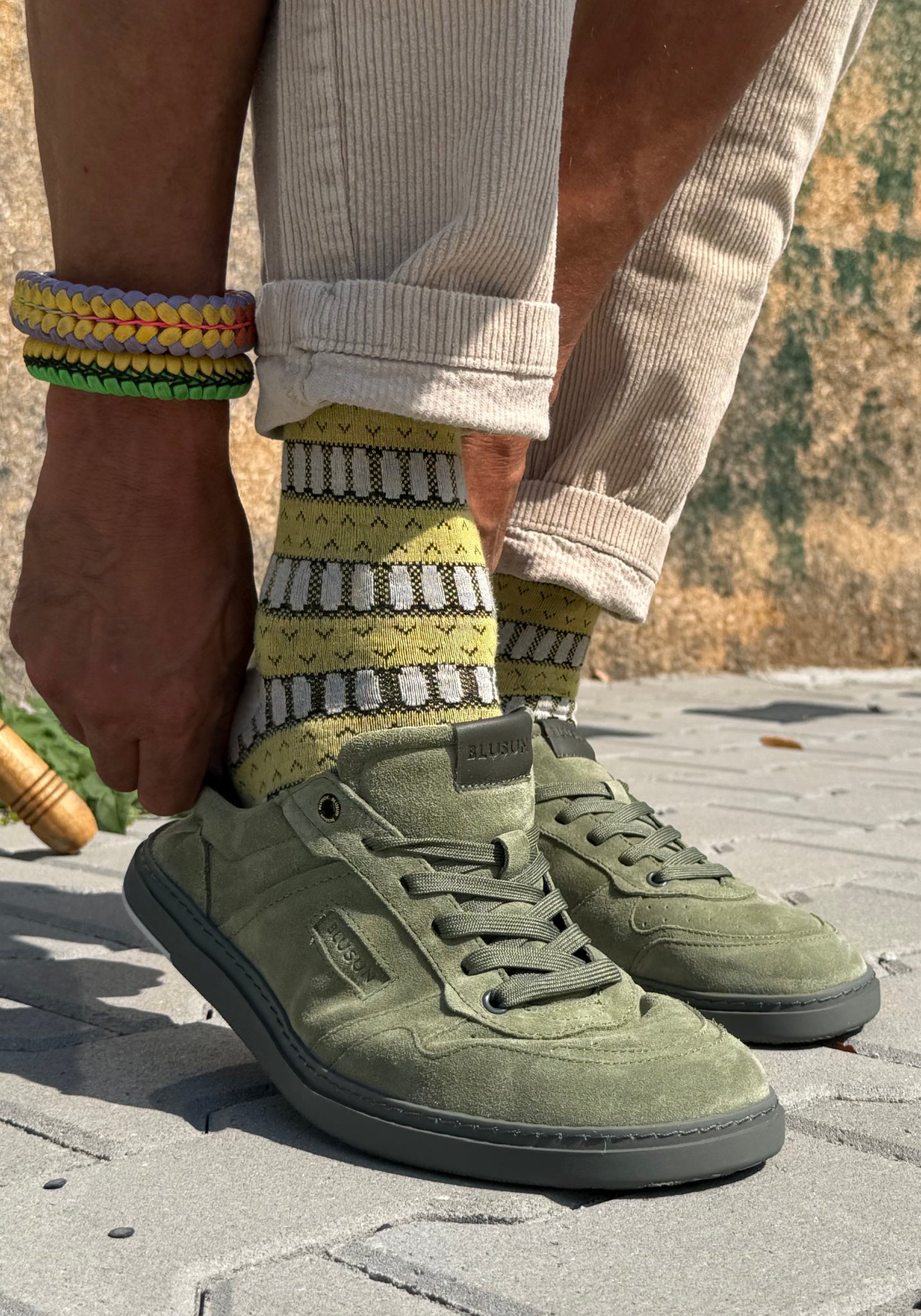 Sneakers Barefoot Wide din piele întoarsă - Dark Green