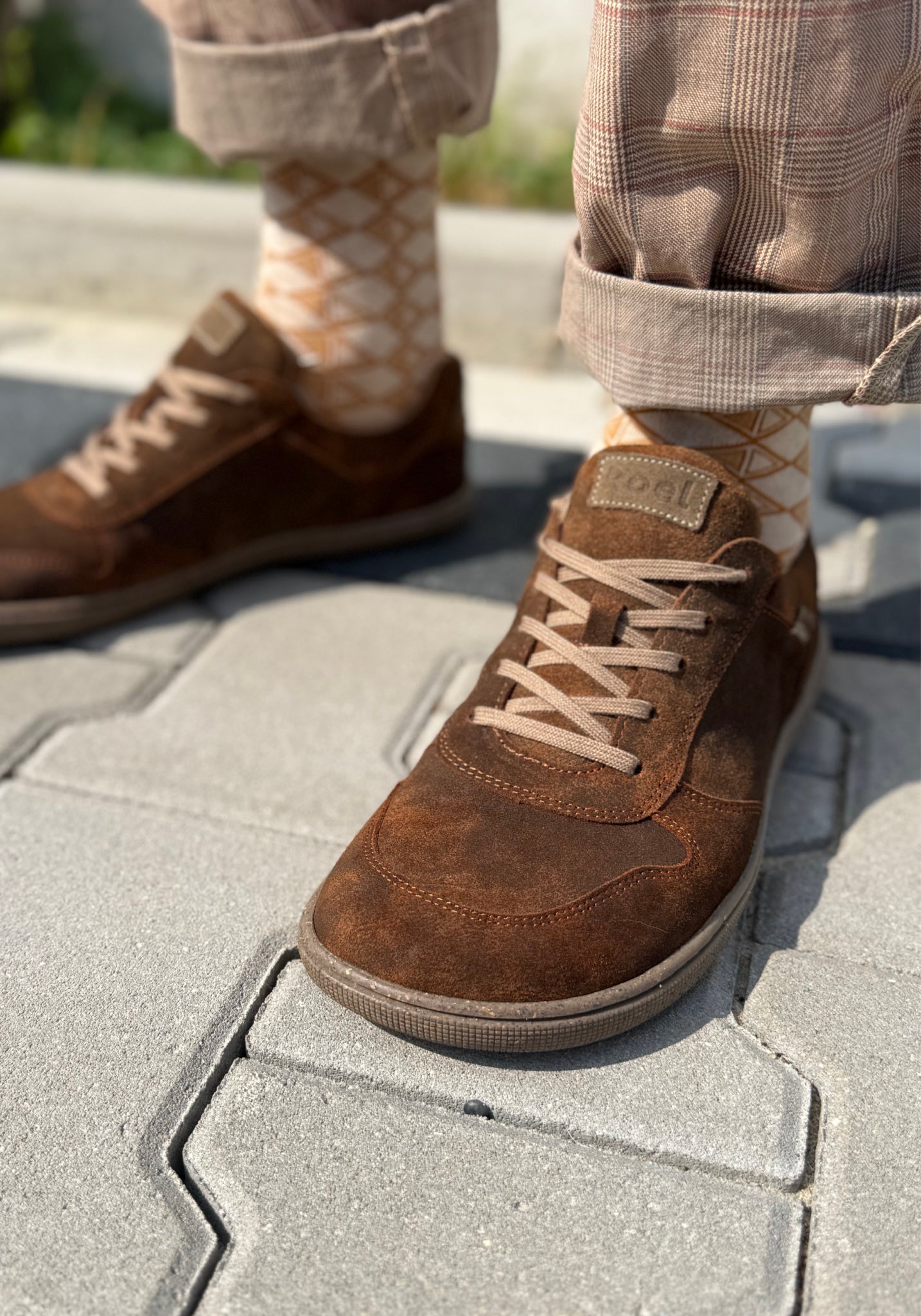 Sneakers Barefoot din piele întoarsă - Francie Cognac
