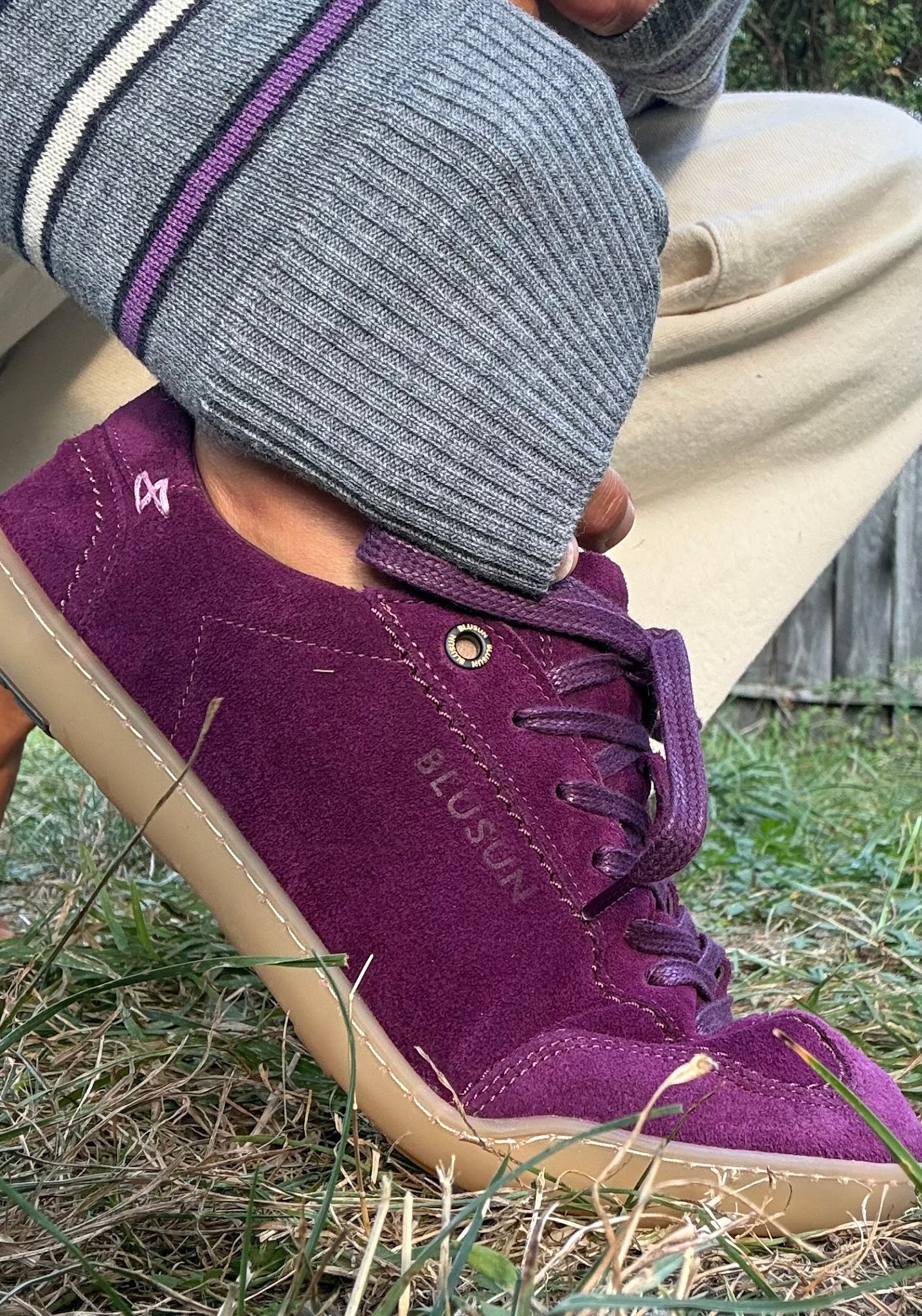 Sneakers Barefoot din piele întoarsă - Purple