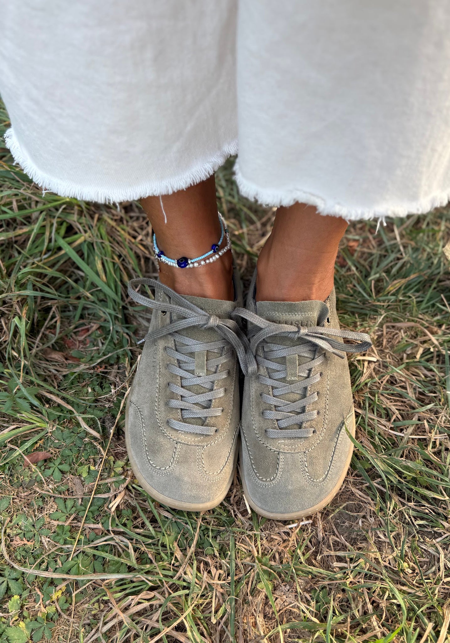 Sneakers Barefoot din piele întoarsă - Olive