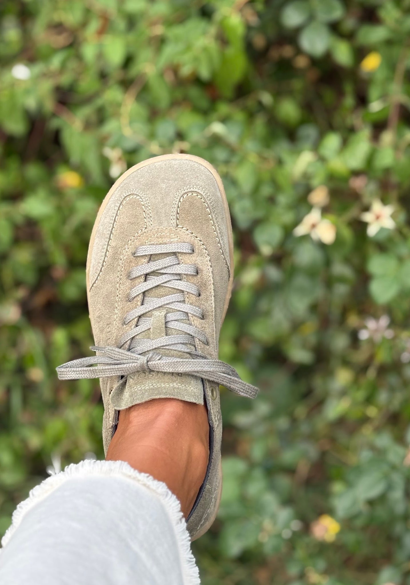 Sneakers Barefoot din piele întoarsă - Olive
