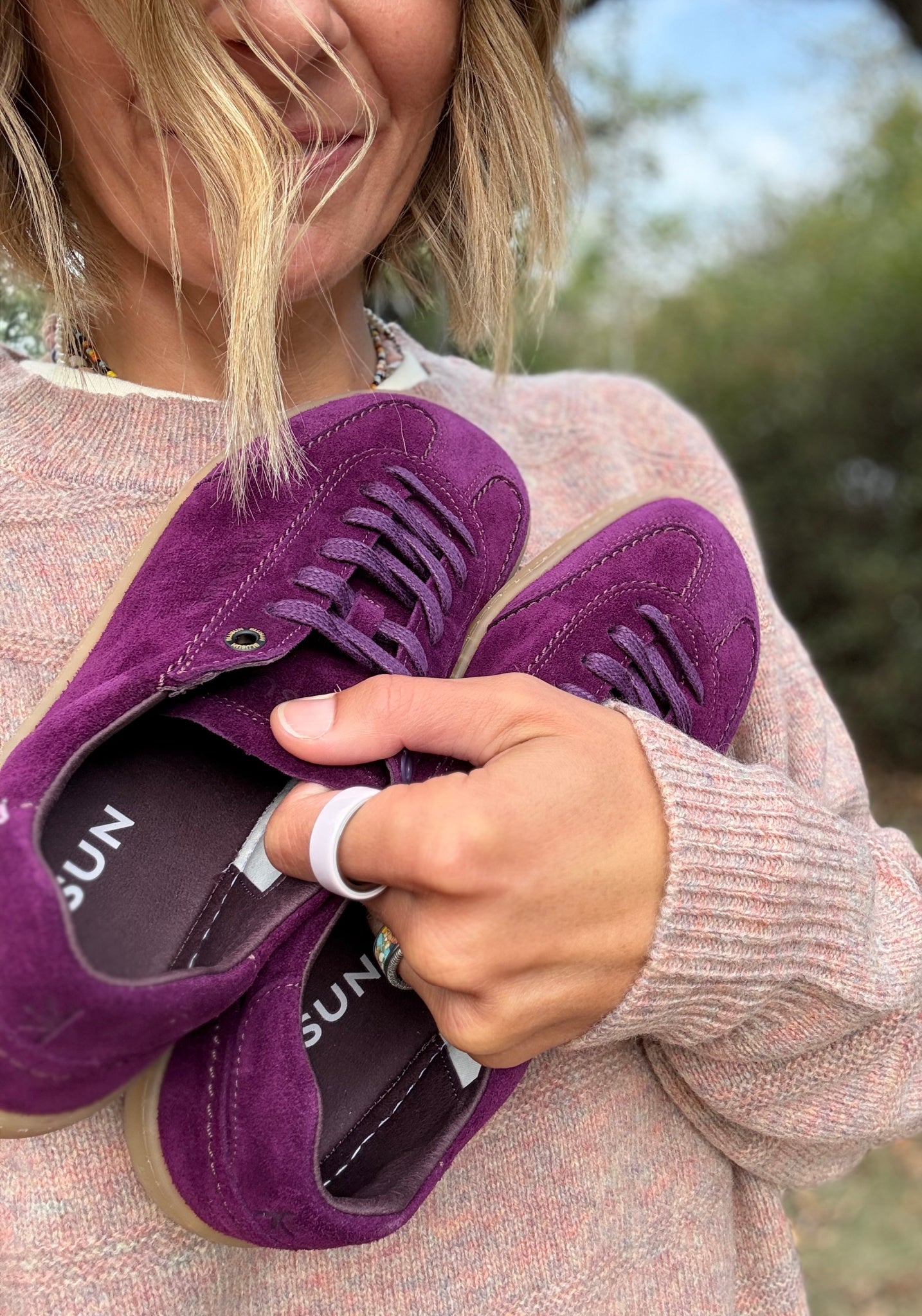 Sneakers Barefoot din piele întoarsă - Purple