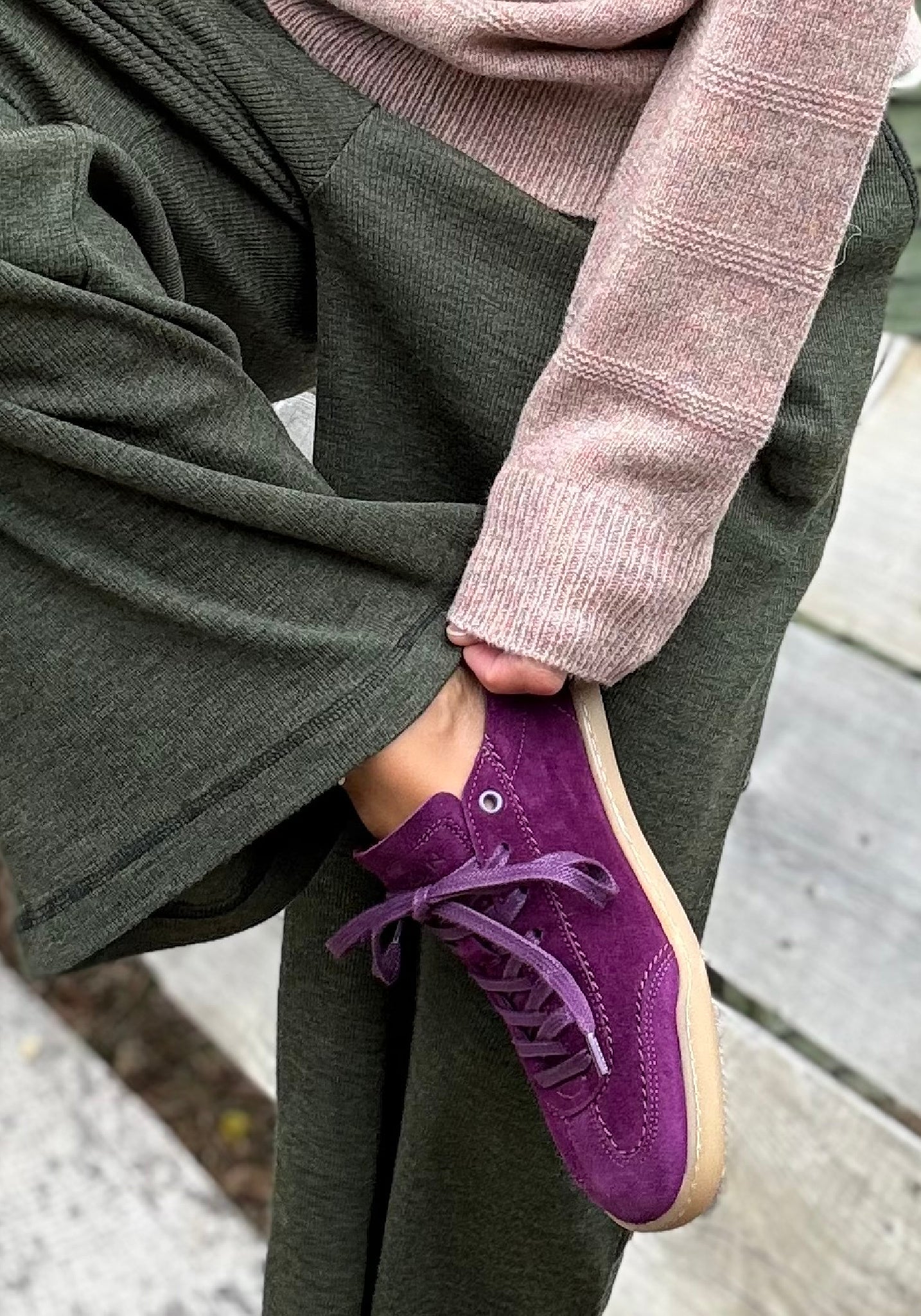 Sneakers Barefoot din piele întoarsă - Purple