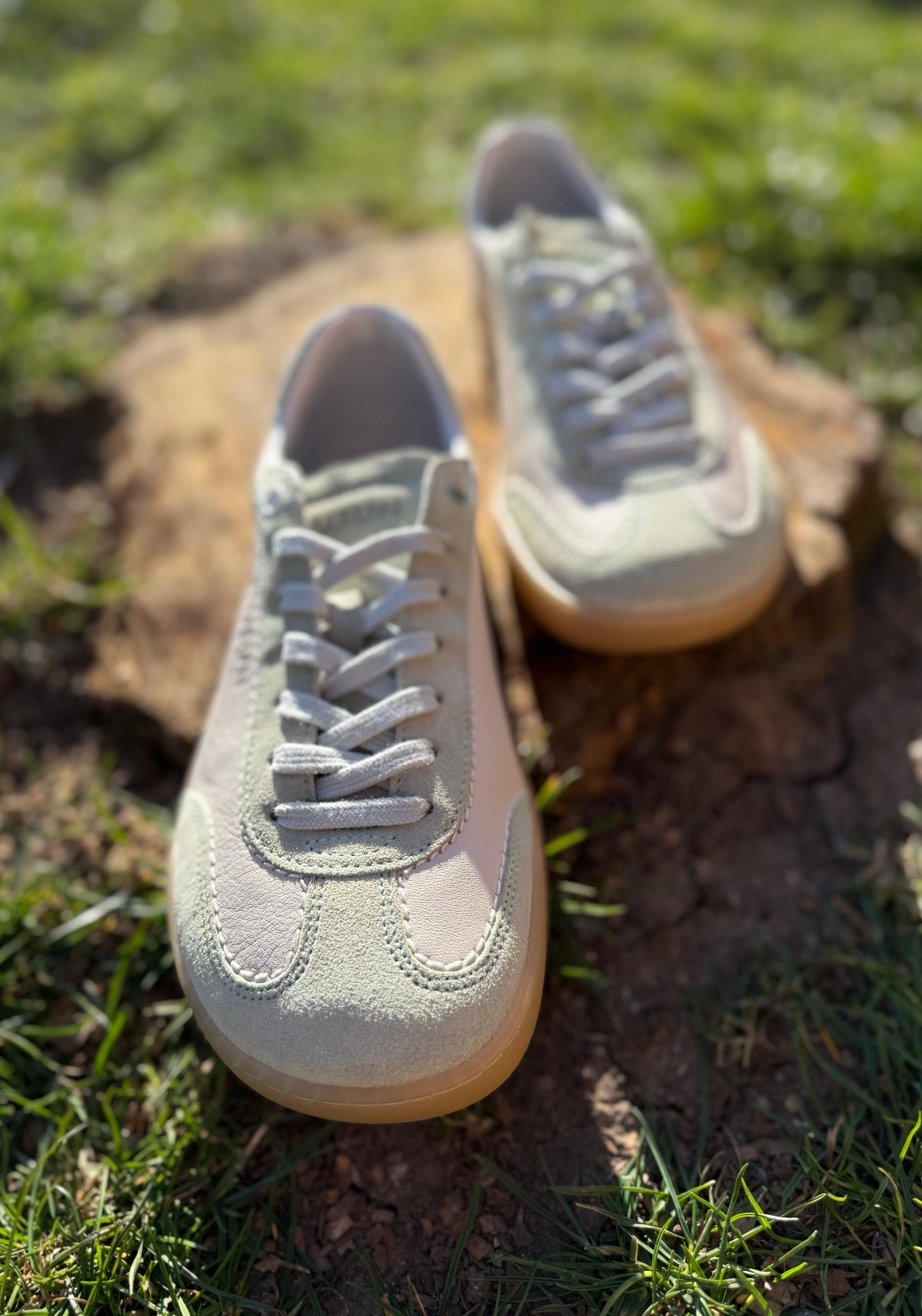 Sneakers Barefoot din piele - Off White/Green