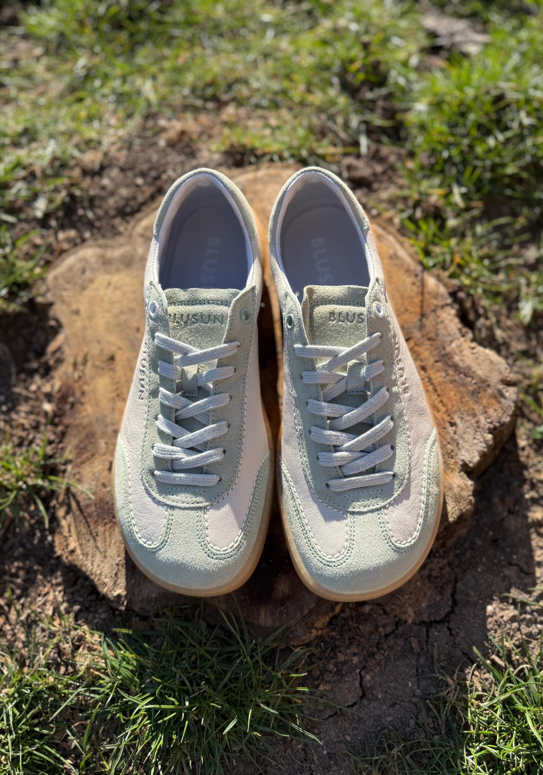 Sneakers Barefoot din piele - Off White/Green