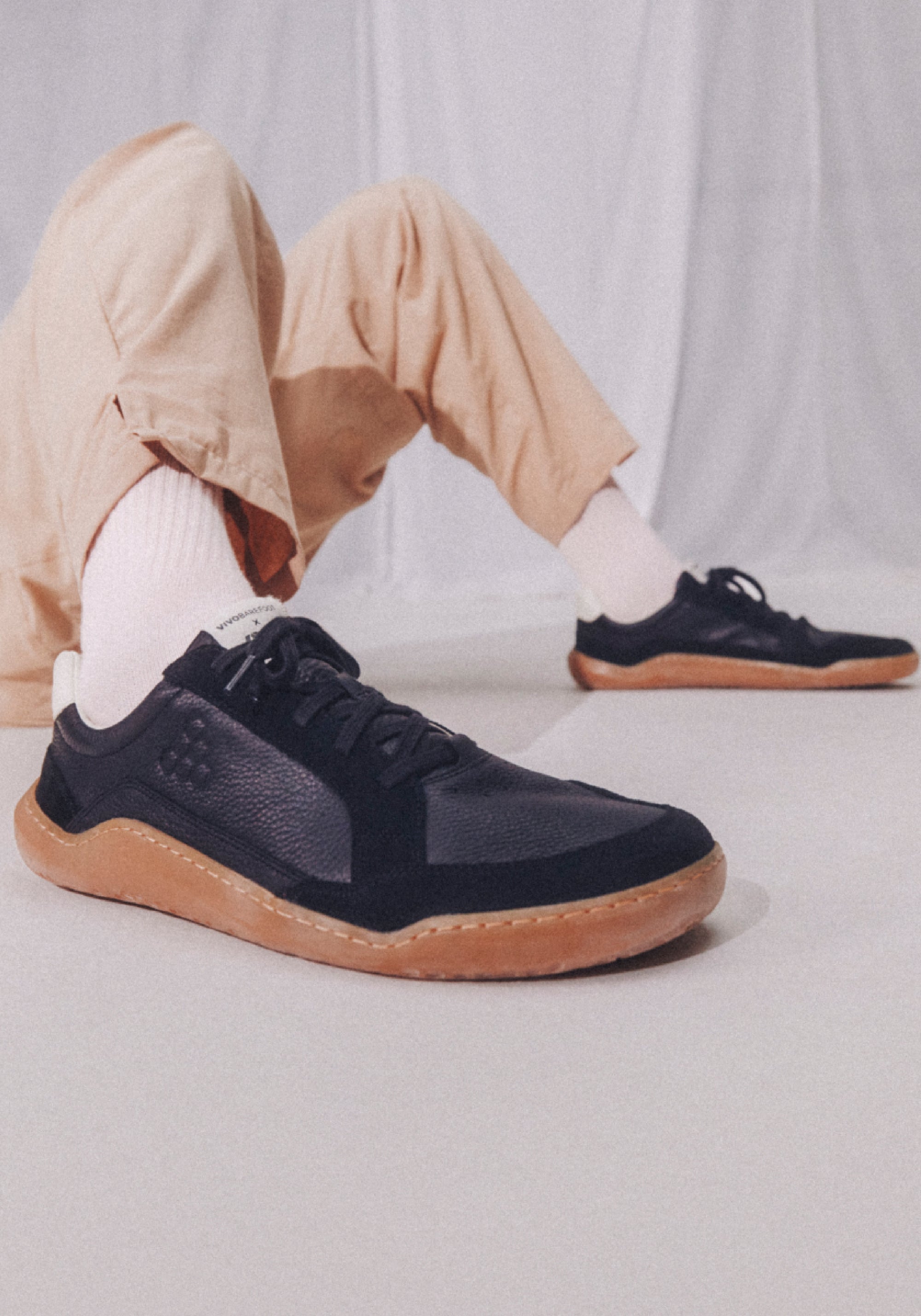Sneakers Barefoot din piele - Gobi II Men Obsidian
