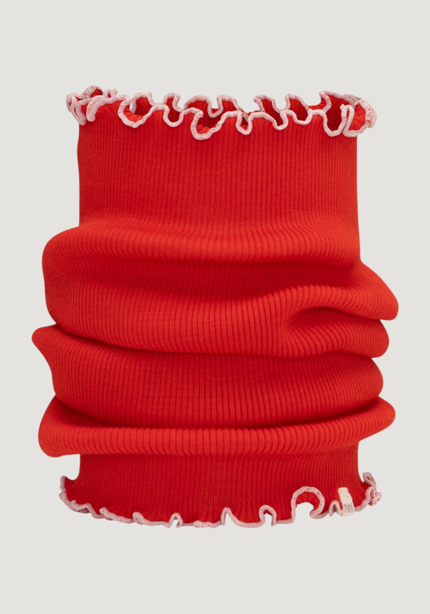 Fular circular seamless din lână merinos - Aha Red Peony
