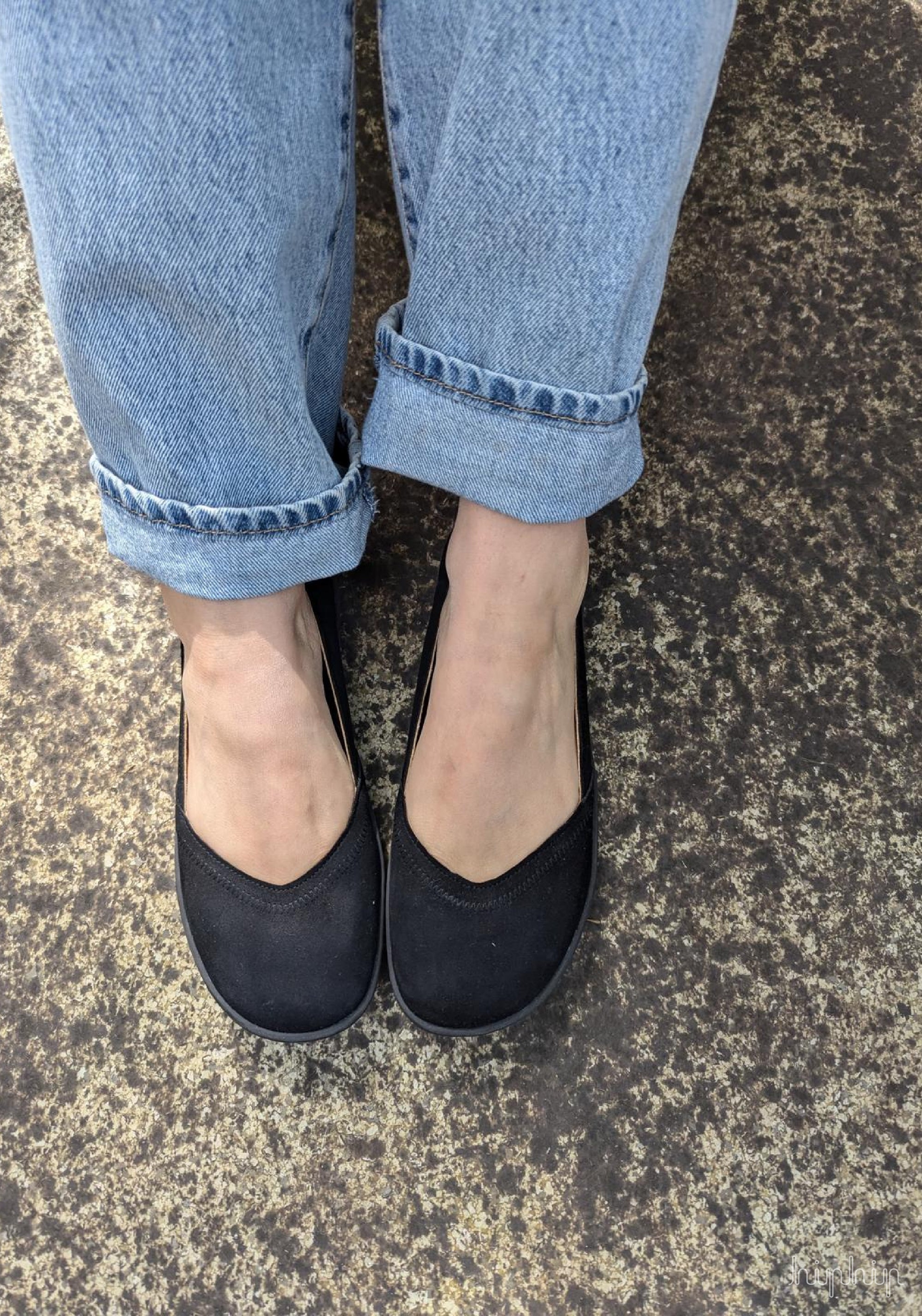 Balerini Barefoot din piele întoarsă - Ballerina Style Black