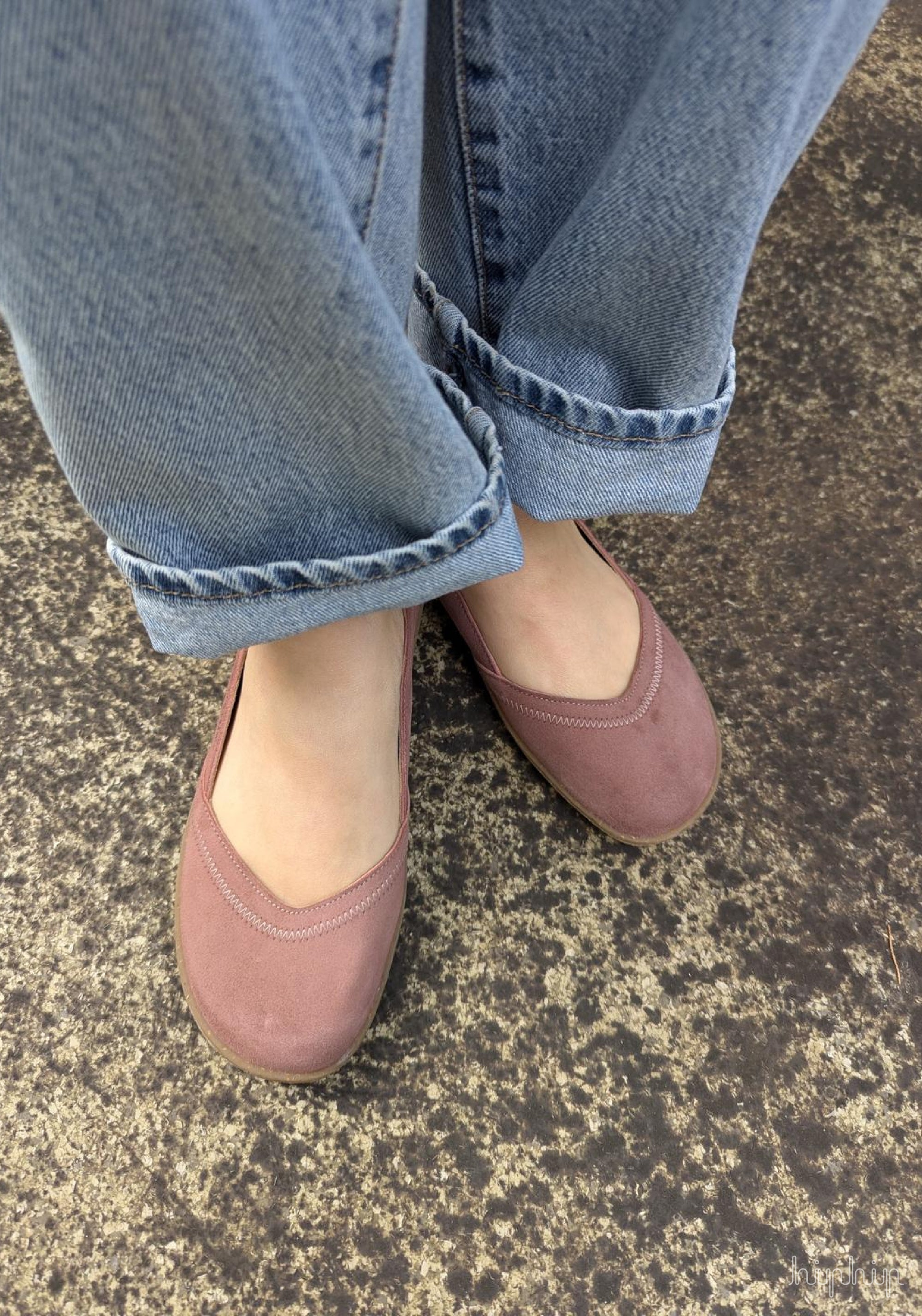 Balerini Barefoot din piele întoarsă - Ballerina Style Rose