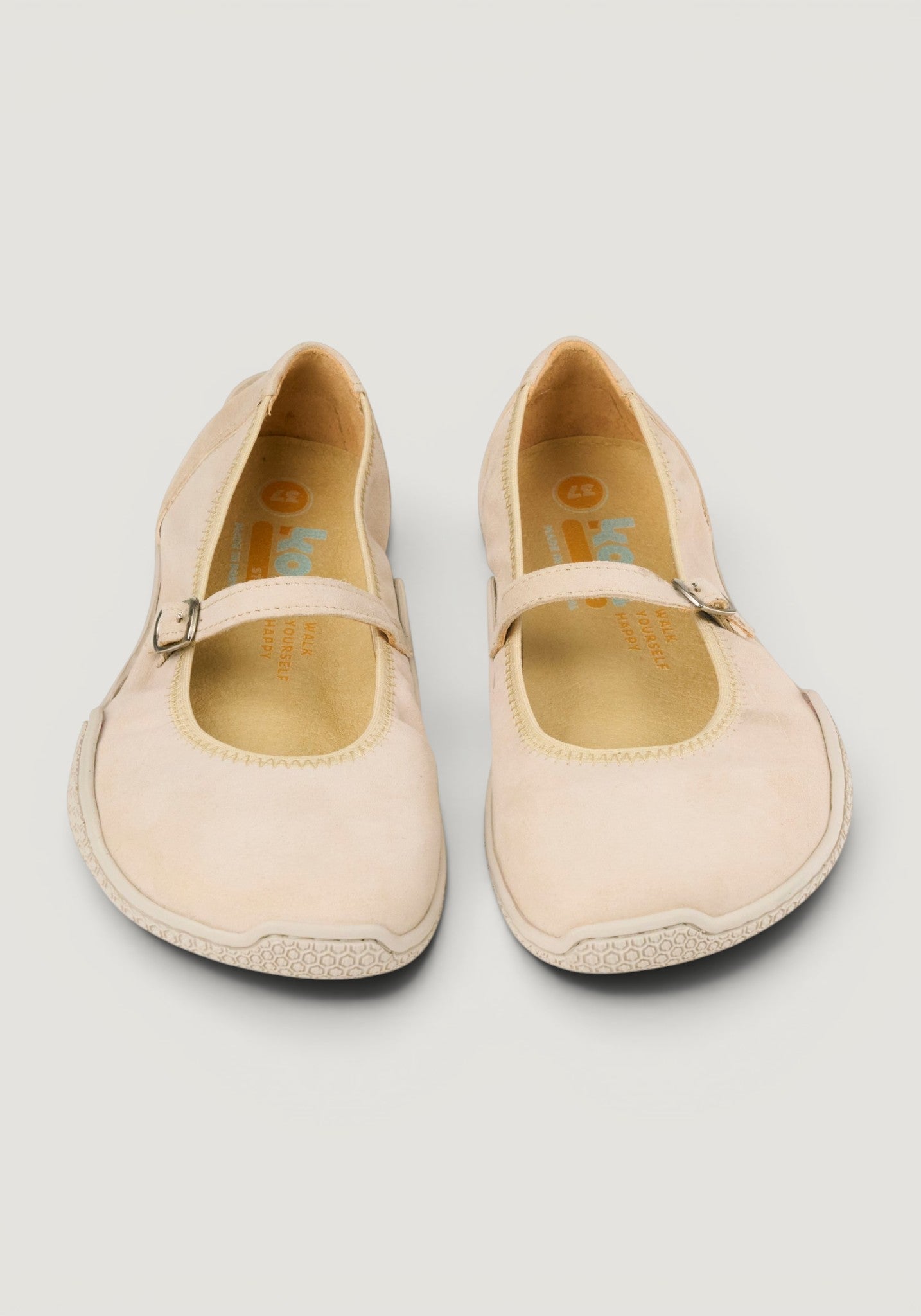 Balerini Barefoot din piele întoarsă - Valeria Beige