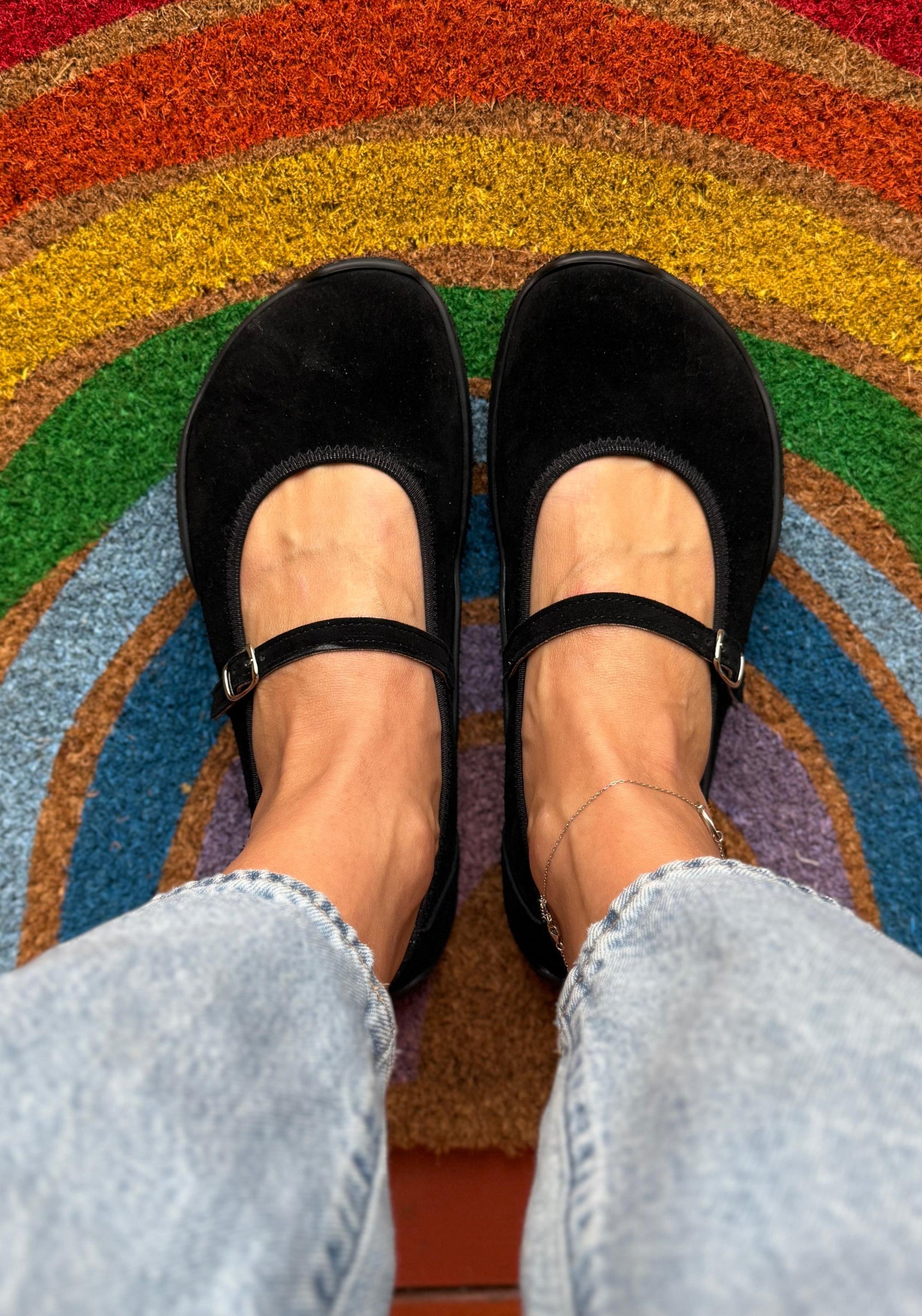 Balerini Barefoot din piele întoarsă - Valeria Black