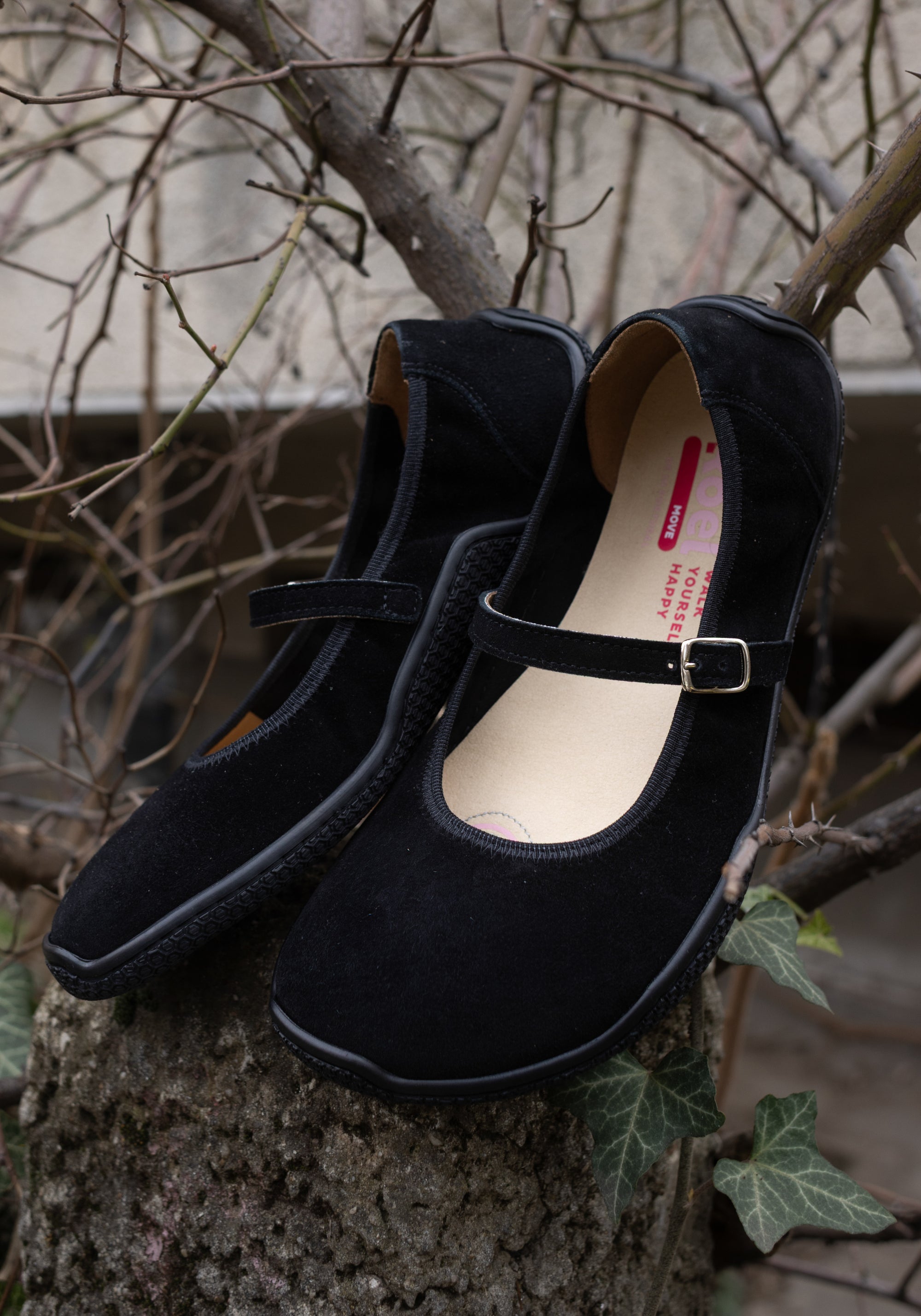 Balerini Barefoot din piele întoarsă - Valeria Black