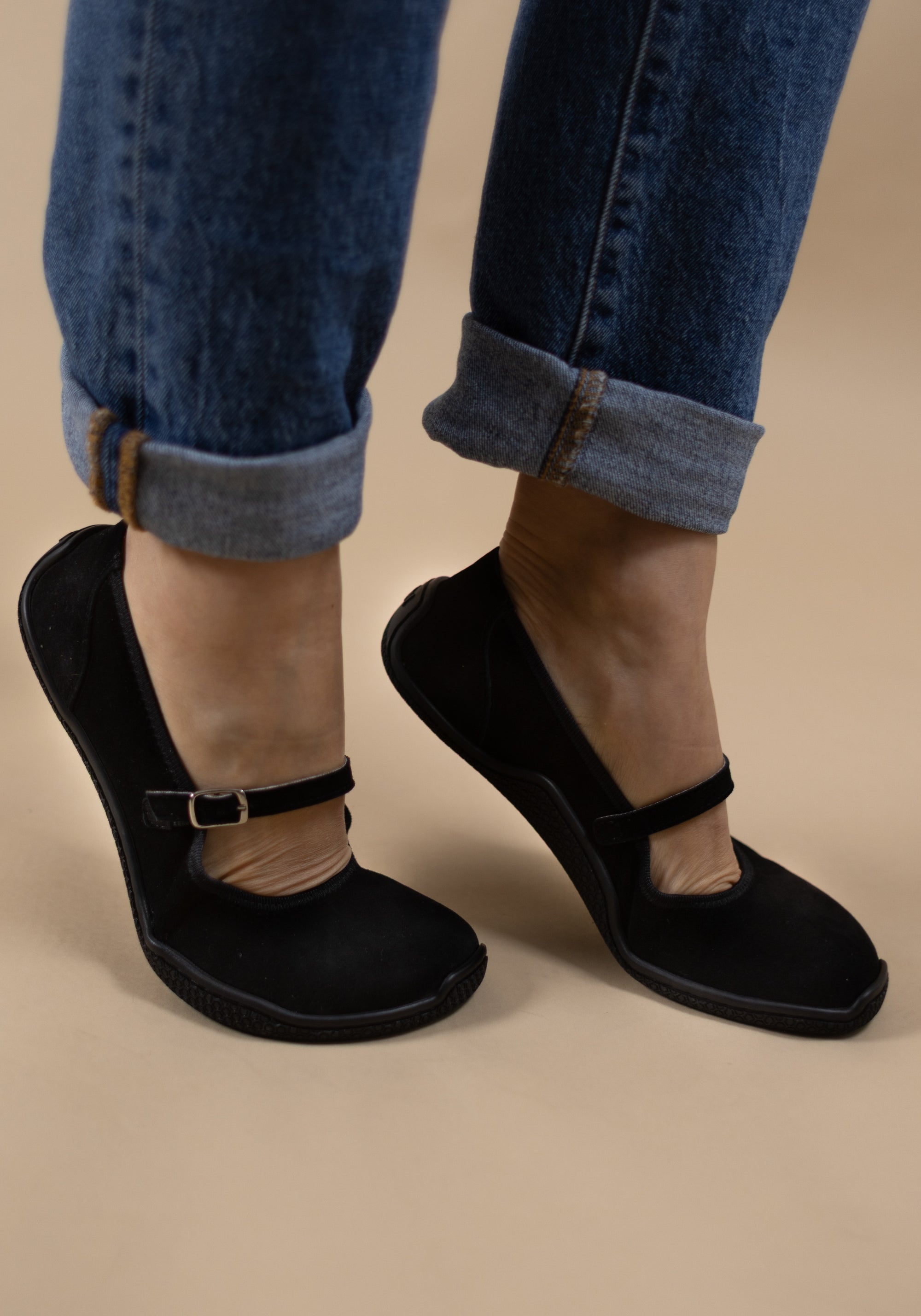 Balerini Barefoot din piele întoarsă - Valeria Black