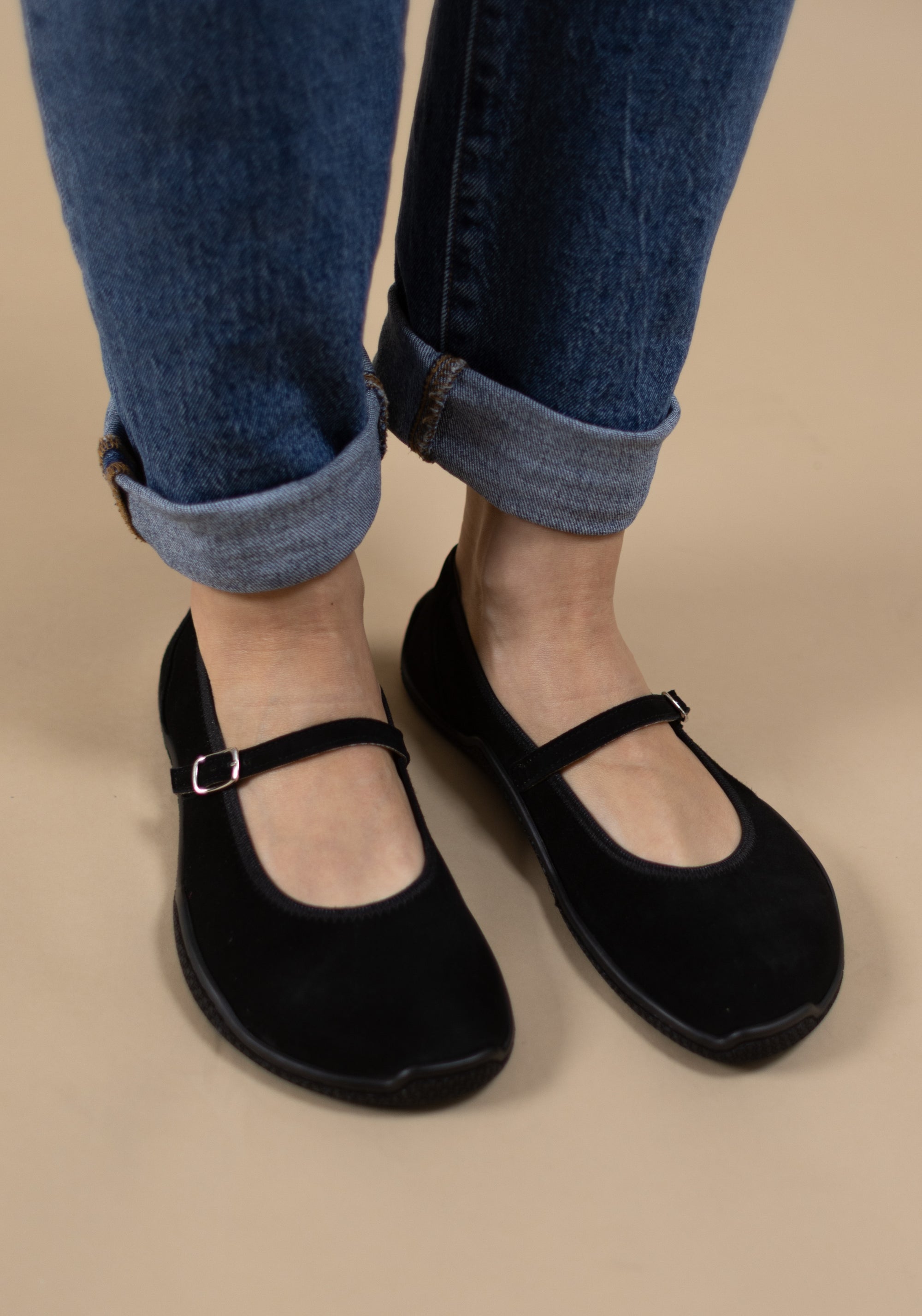 Balerini Barefoot din piele întoarsă - Valeria Black