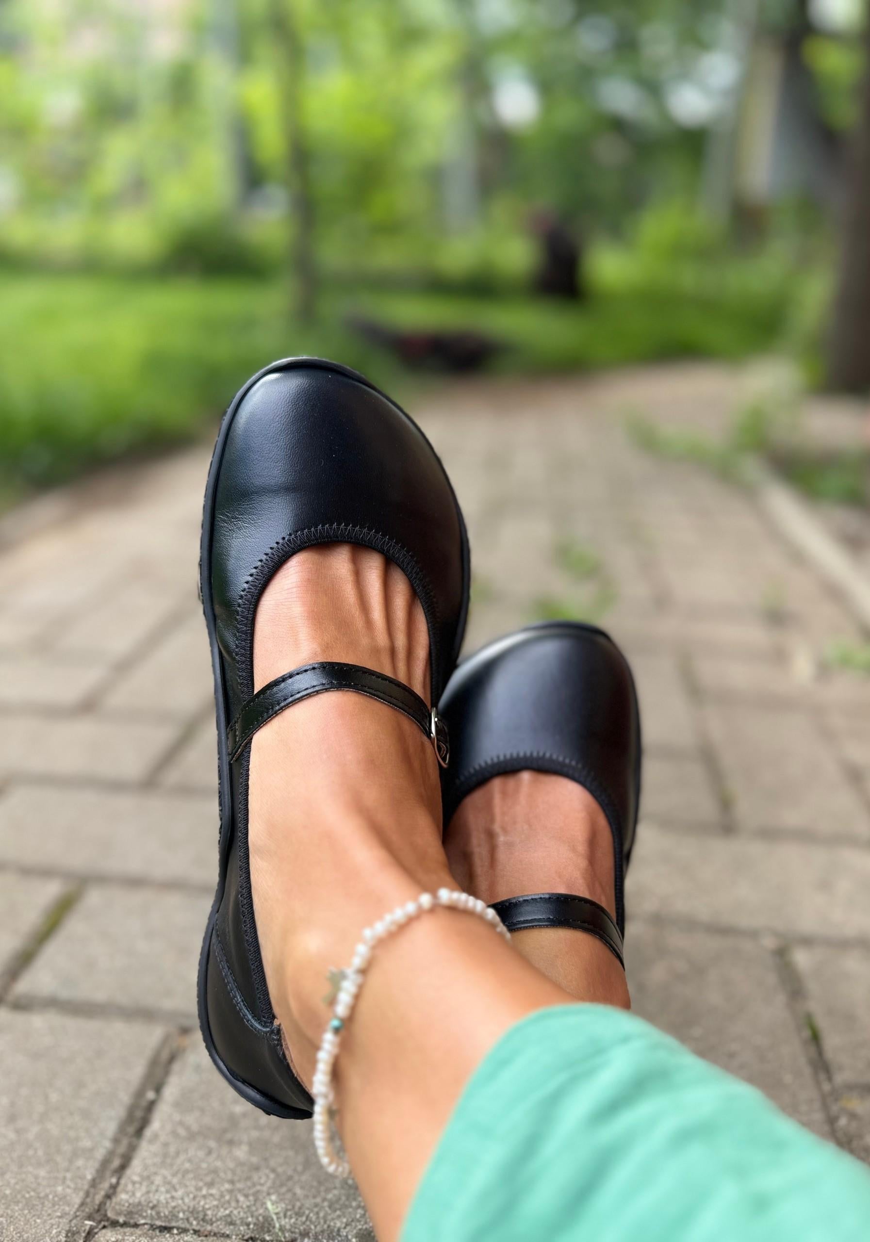 Balerini Barefoot din piele - Valeria Black
