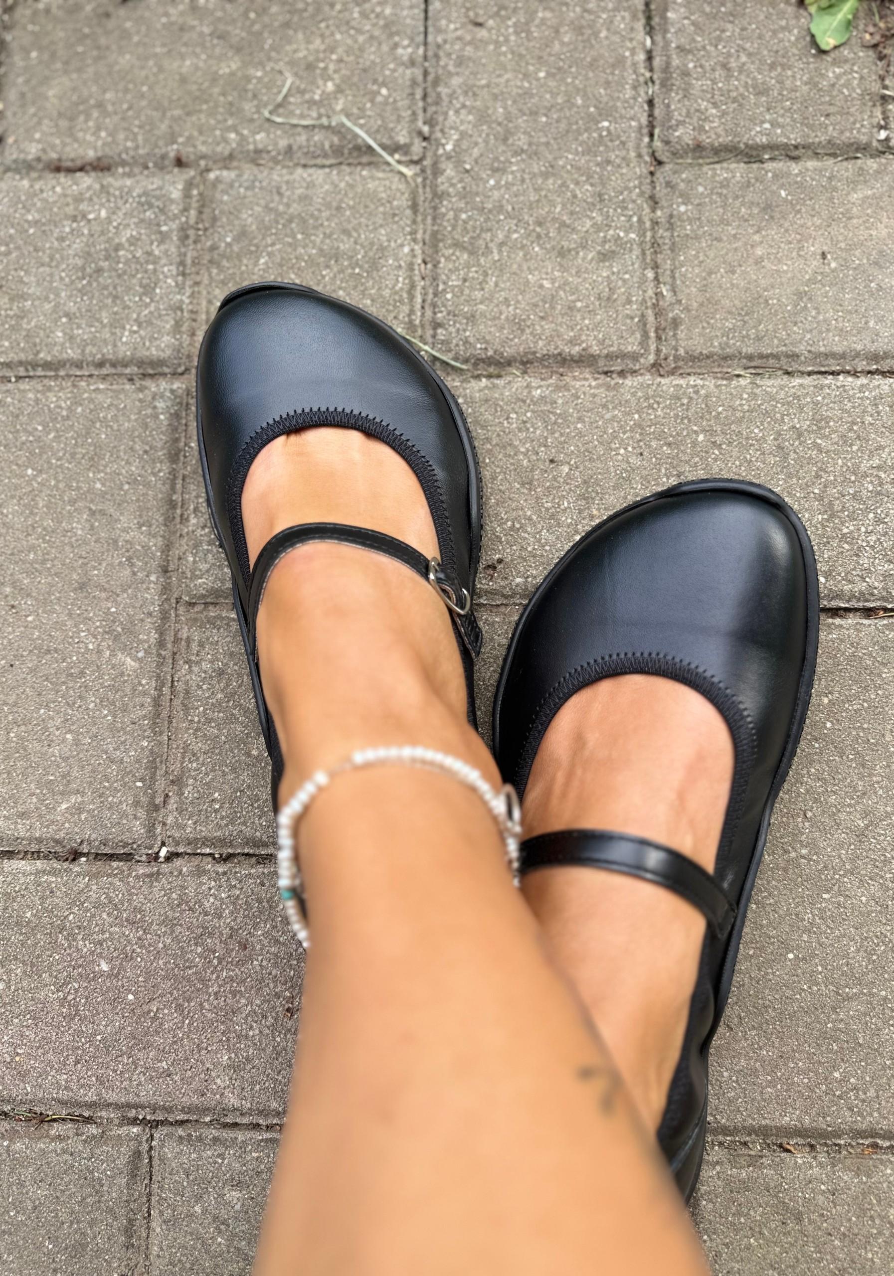 Balerini Barefoot din piele - Valeria Black
