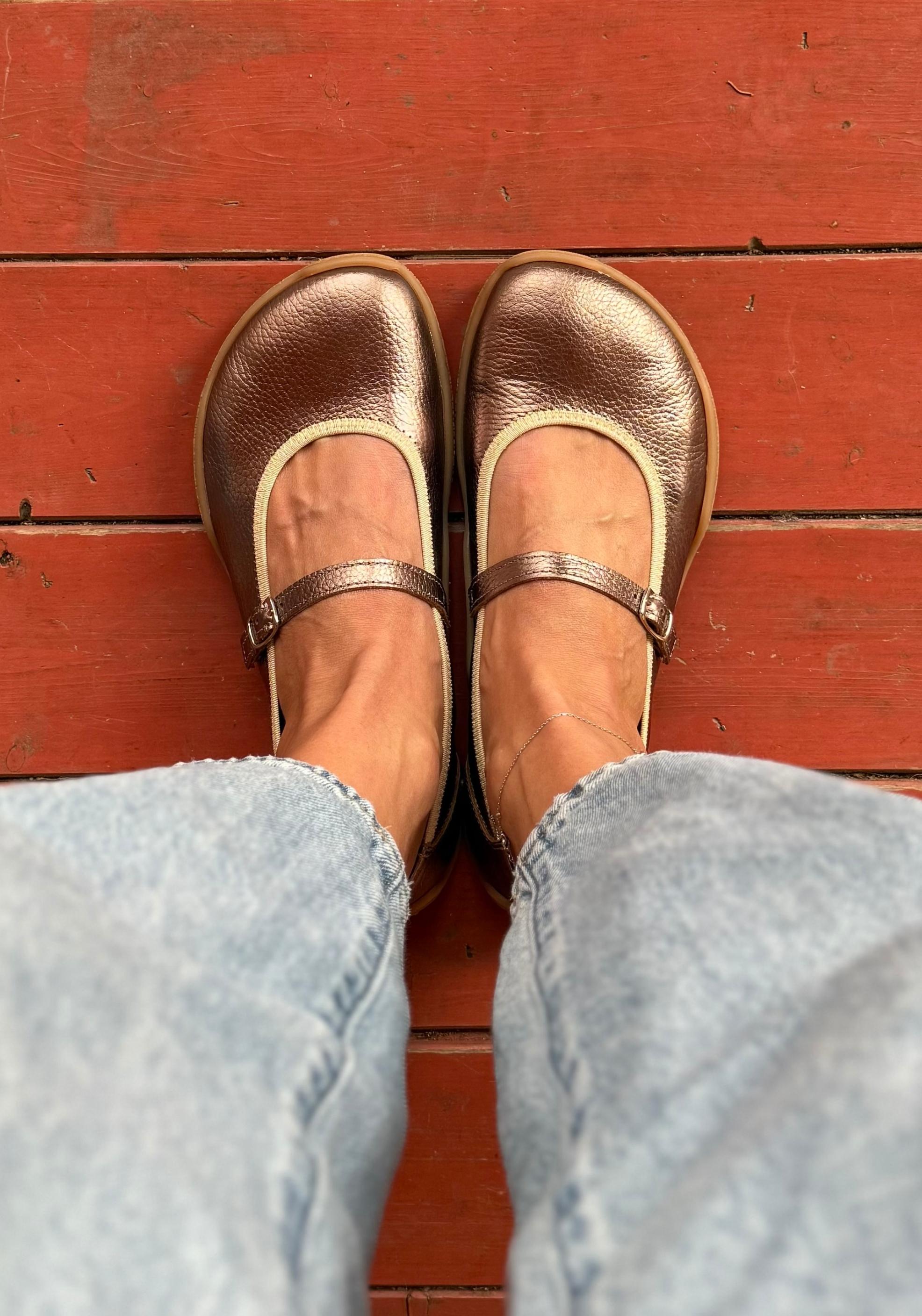 Balerini Barefoot din piele - Valeria Bronze
