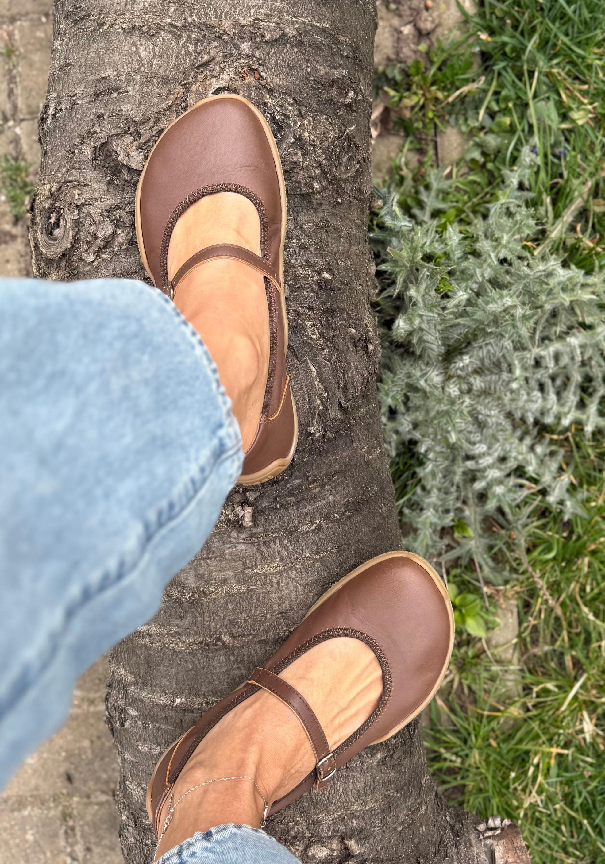 Balerini Barefoot din piele - Valeria Brown