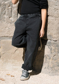 Pantaloni denim din bumbac - Pomelos Noir Poudre Organic HipHip.ro