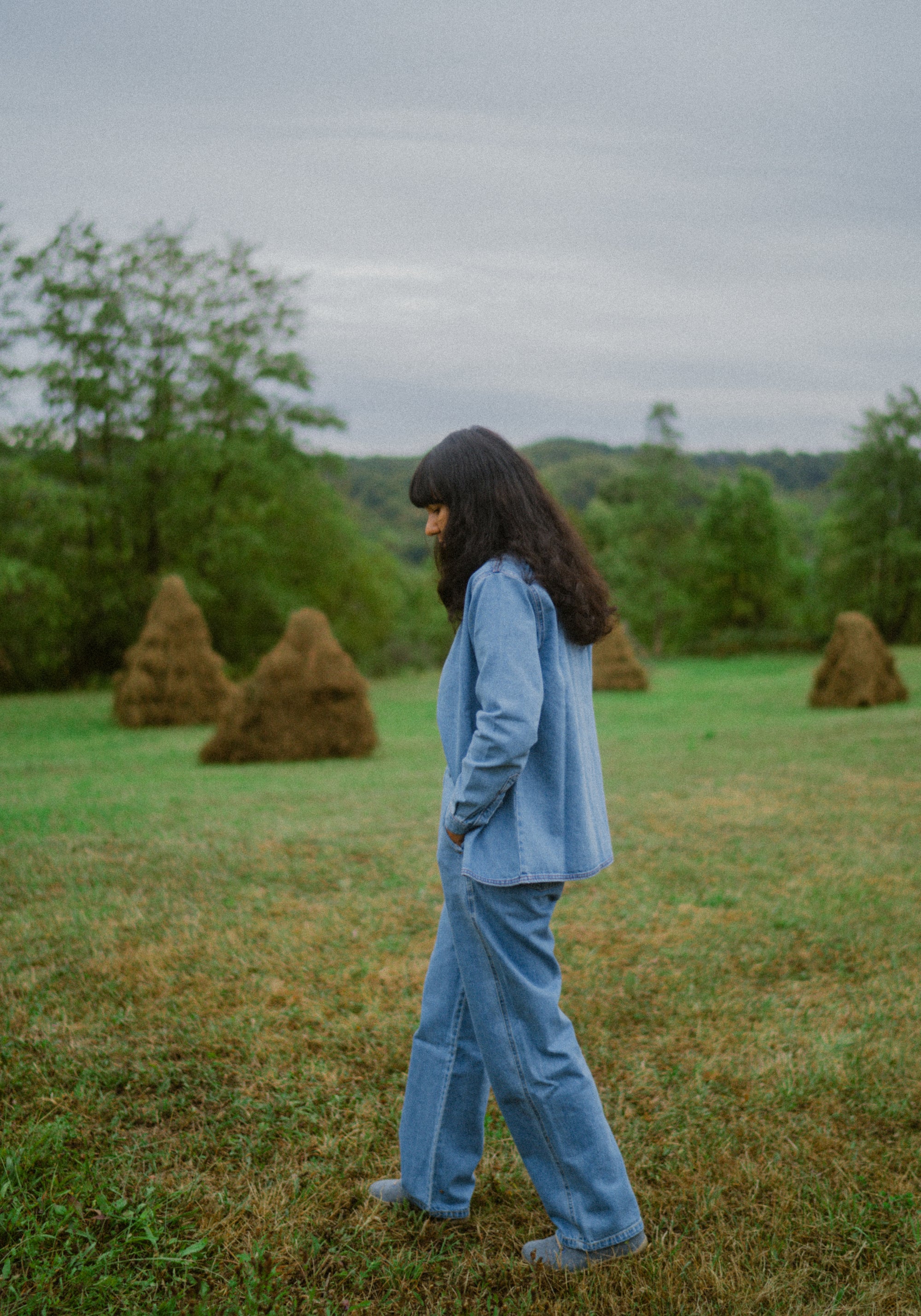 Cămașă femei din denim gros de bumbac - Capucine Light Blue