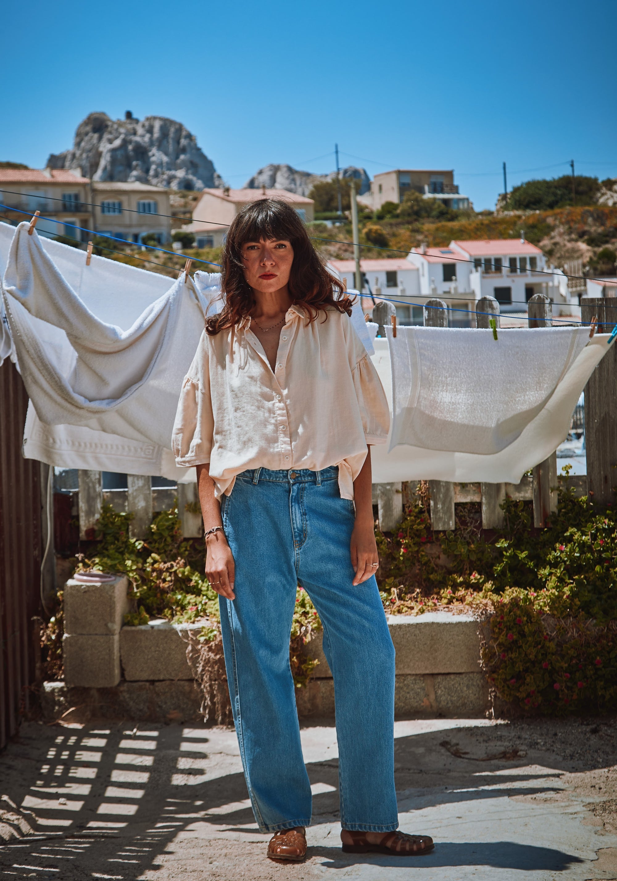 Blugi femei din bumbac - Gentiane Long Light Blue