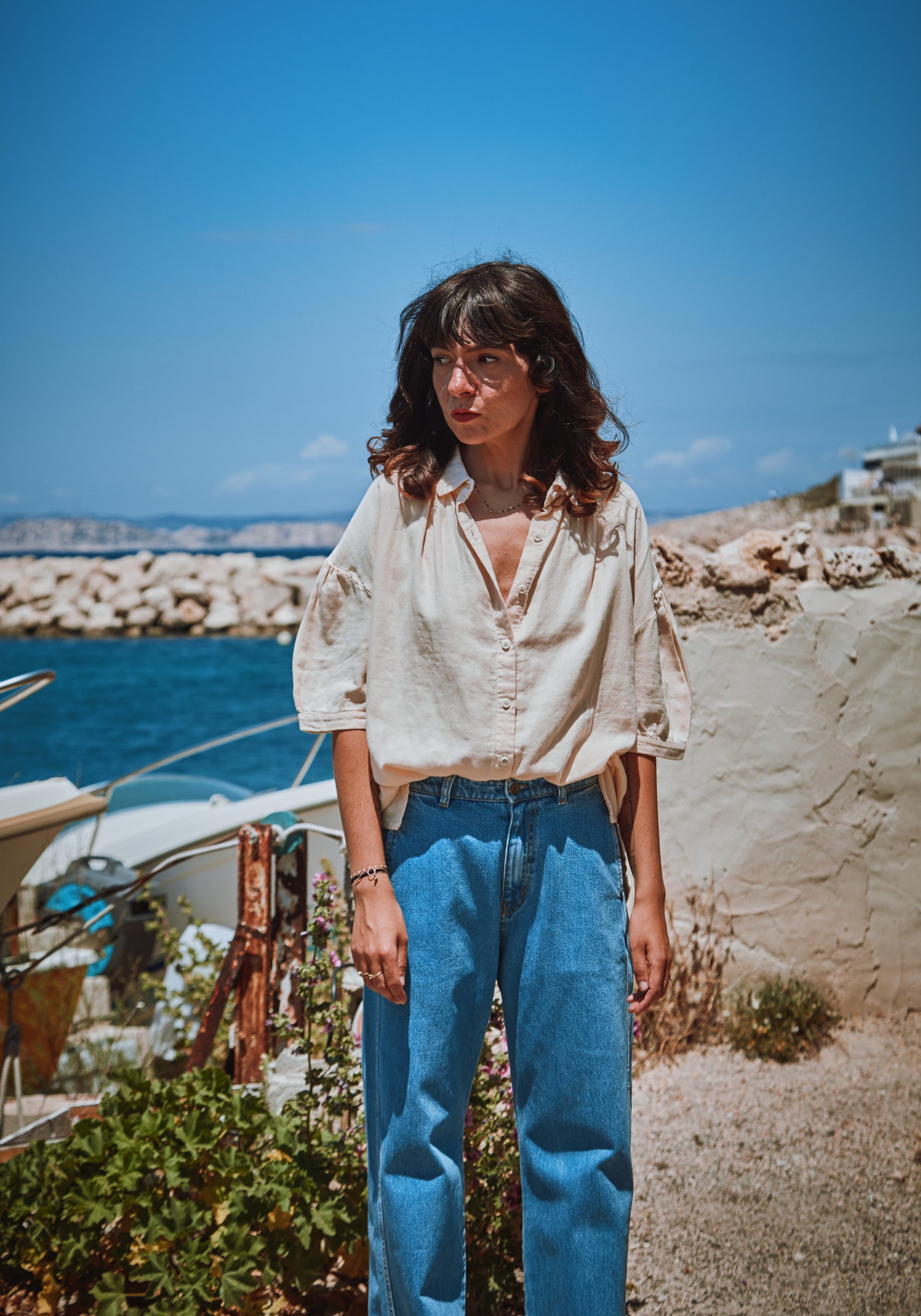 Blugi femei din bumbac - Gentiane Long Light Blue