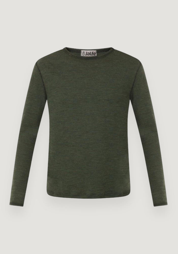 Bluză bărbați din lână merinos - Green Stripe Jalfe HipHip.ro