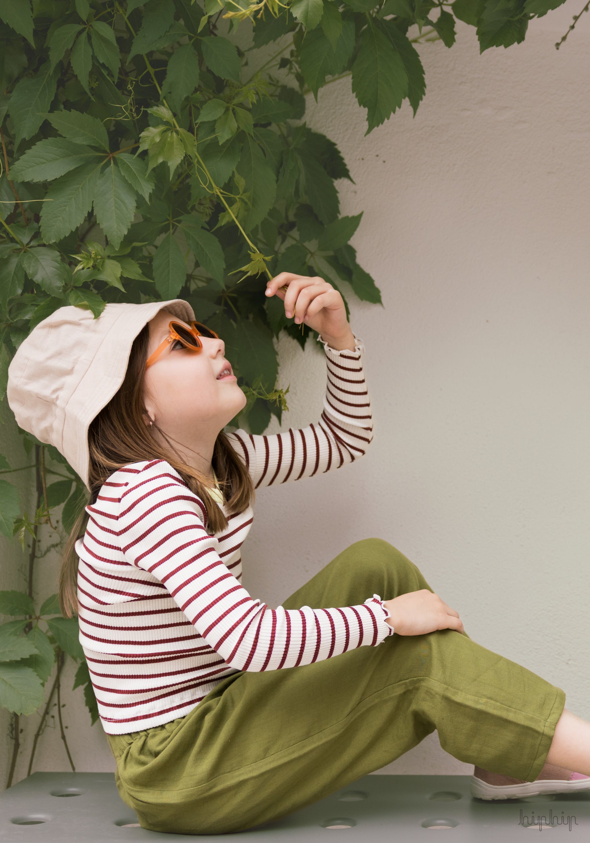 Bluză crop seamless din mătase - Bardot Hibiscus Stripes