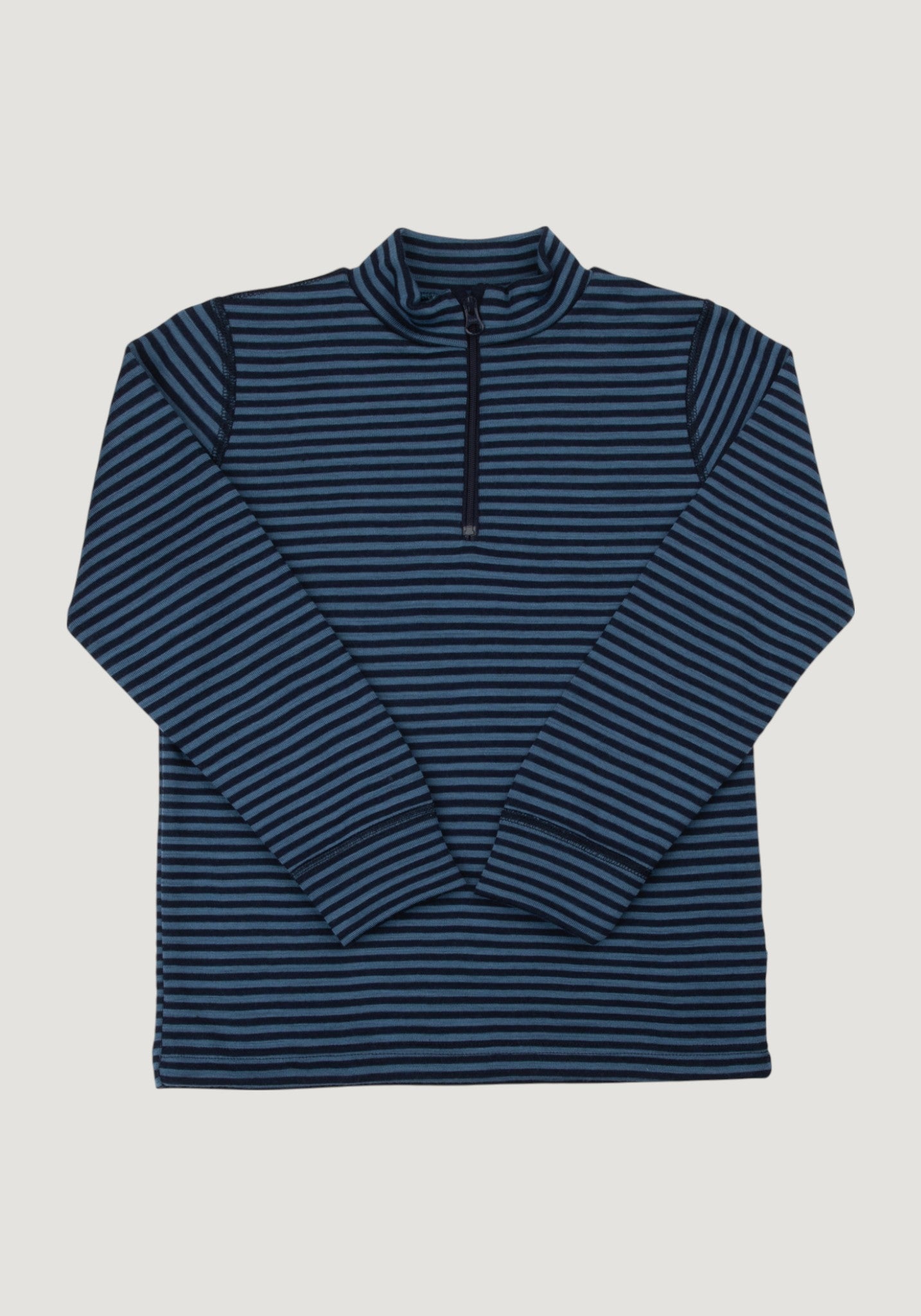 Bluză cu fermoar lână merinos - Mini Stripe Blue