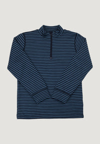 Bluză cu fermoar lână merinos - Mini Stripe Blue