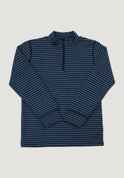 Bluză cu fermoar lână merinos - Mini Stripe Blue