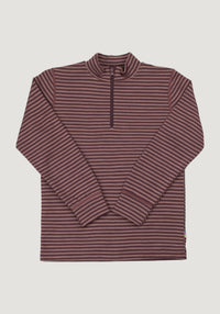 Bluză cu fermoar lână merinos - Mini Stripe Rose