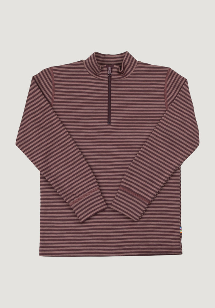 Bluză cu fermoar lână merinos - Mini Stripe Rose