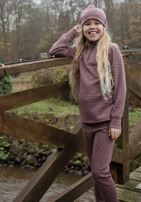 Bluză cu fermoar lână merinos - Mini Stripe Rose