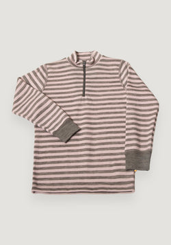 Bluză cu fermoar lână merinos - Pink Stripe 90