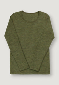 Bluză femei din lână merinos - Basic Dark Olive XS