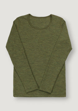 Bluză femei din lână merinos - Basic Dark Olive XS