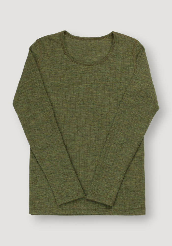 Bluză femei din lână merinos - Basic Dark Olive XS