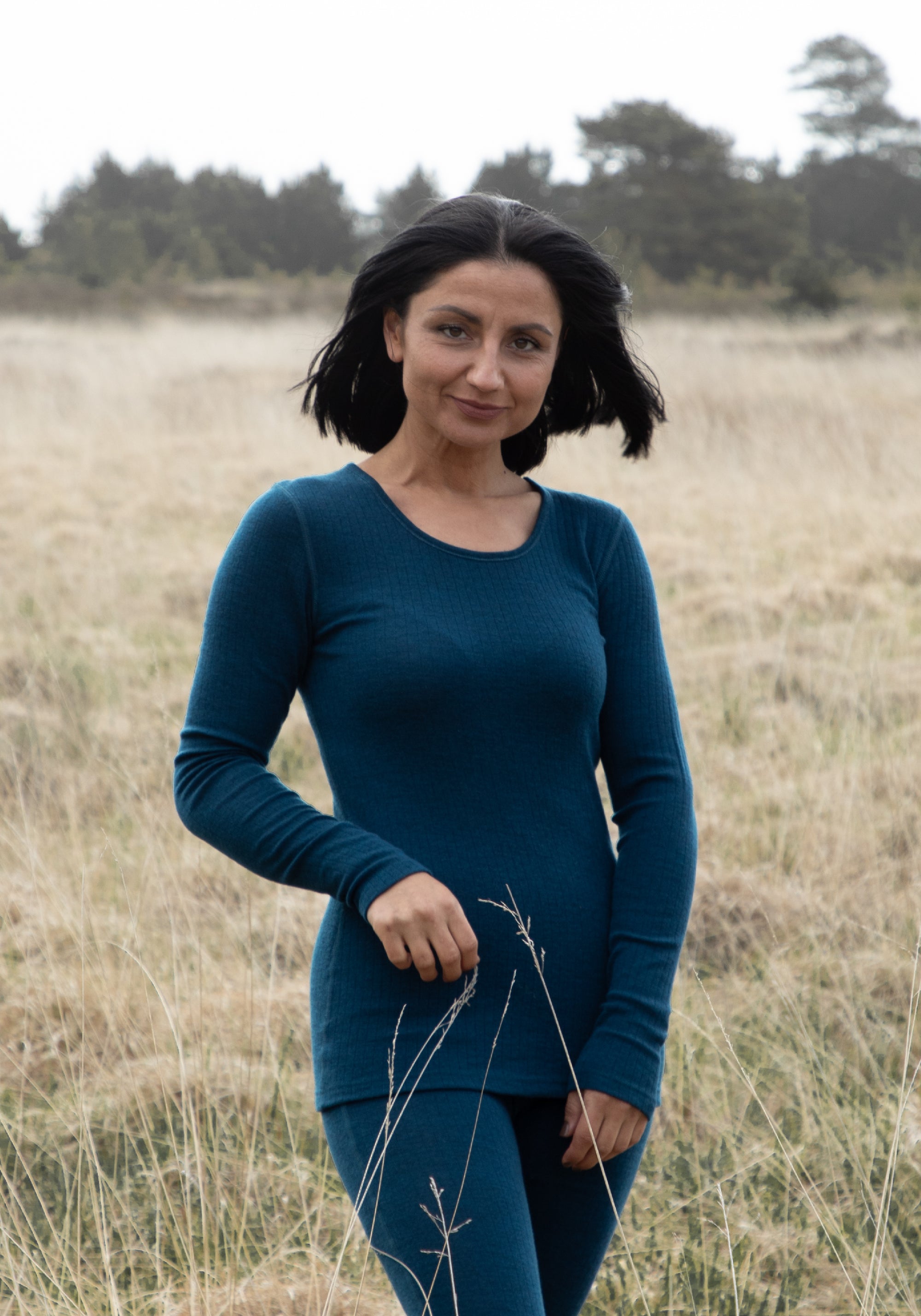 Bluză din lână merinos - Basic Dark Turquoise