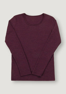 Bluză femei din lână merinos - Basic Plum XS