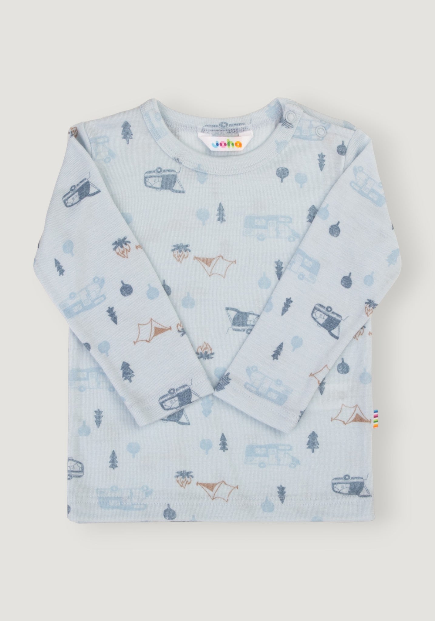 Bluză din lână merinos - Camping Light Blue