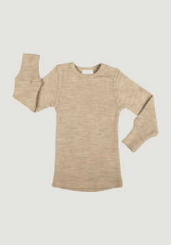 Bluză din lână merinos - Driftwood Taupe