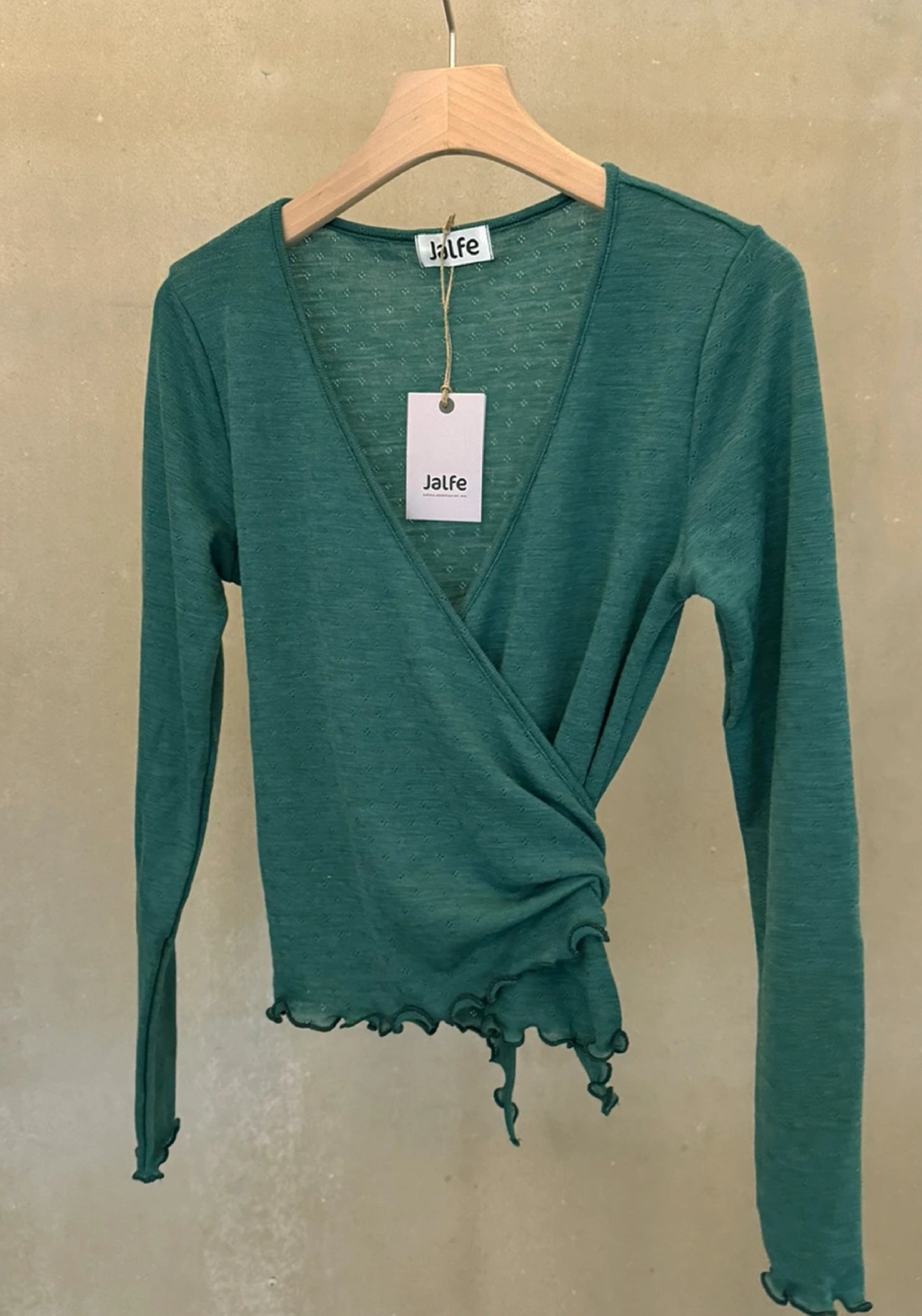 Bluză din lână merinos - Emerald Melange