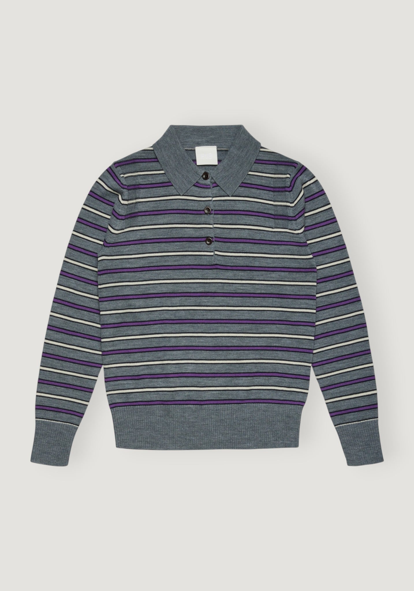 Bluză din lână merinos - Fine knit Steel Melange/Violet
