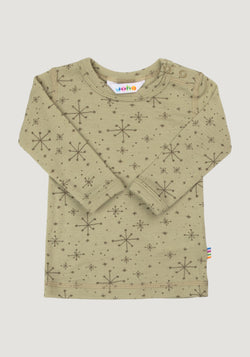 Bluză din lână merinos - Handdrawn Snowflake Light Olive