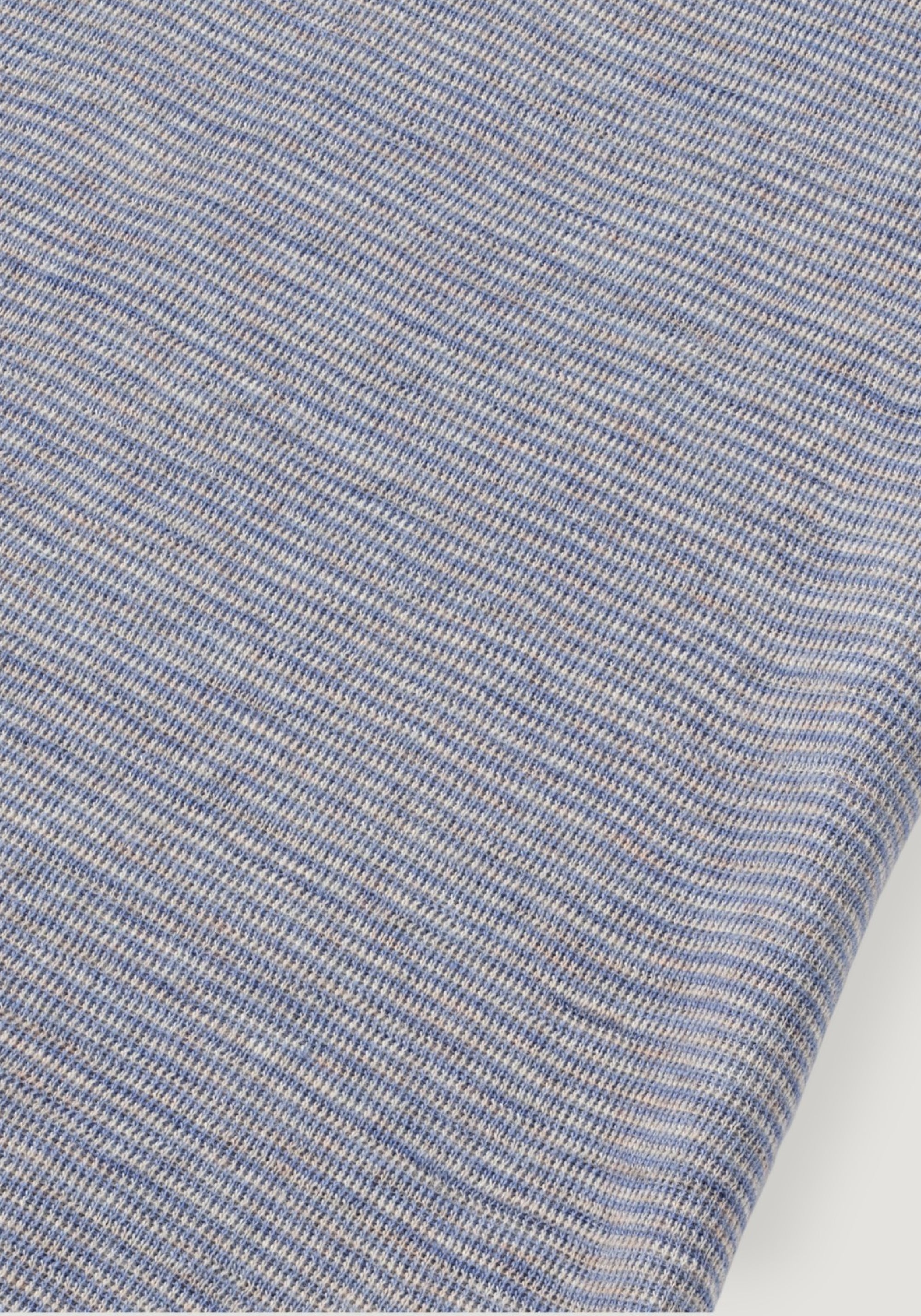 Bluză din lână merinos - Light Blue Melange Stripe