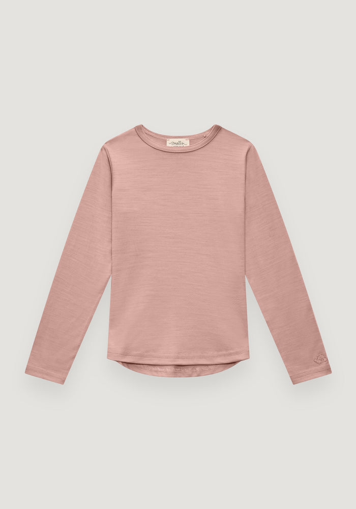Bluză lână merinos super fină - Long Tee Dusty Rose Default Title