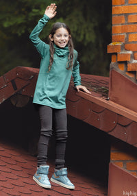 Bluză lână merinos super fină - Long Tee Emerald Green Smalls HipHip.ro