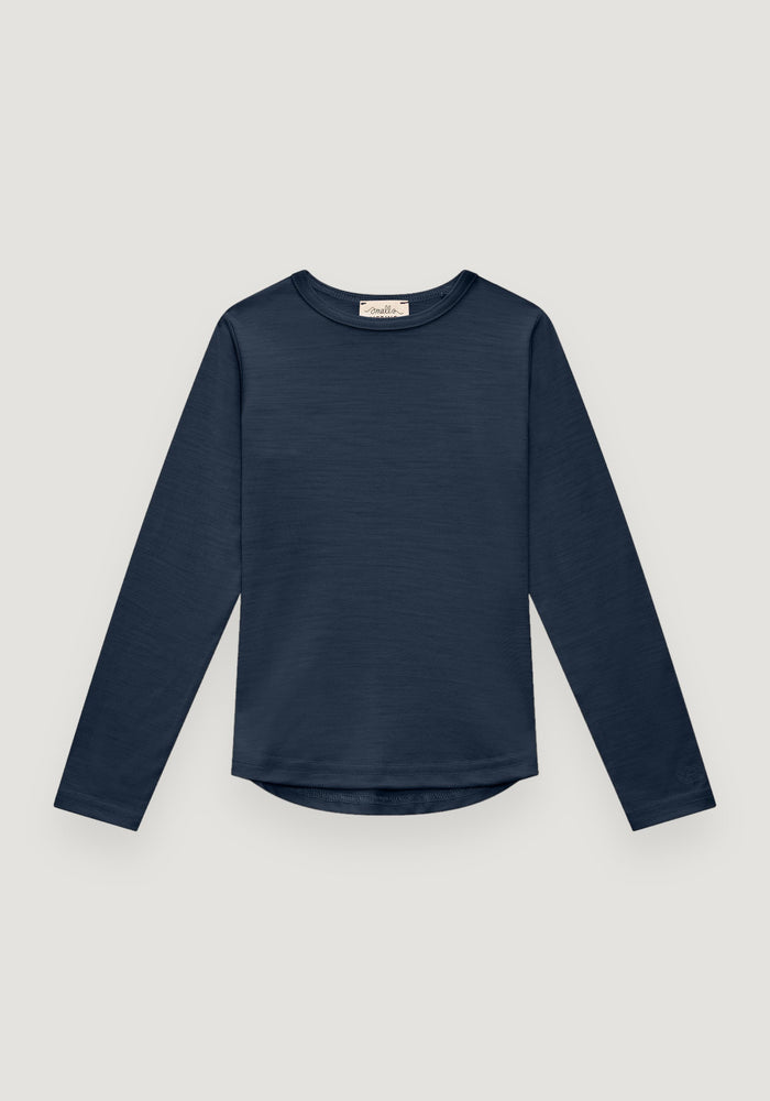 Bluză lână merinos super fină - Long Tee French Navy Default Title