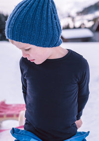 Bluză lână merinos super fină - Long Tee French Navy Default Title